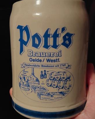 Boccale birra Pott's Brauerei Oelde Westfalia