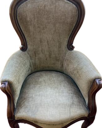 Poltrona legno e velluto in stile secondo impero