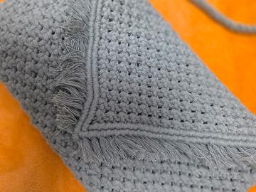 pochette verde salvia in cotone a macrame'