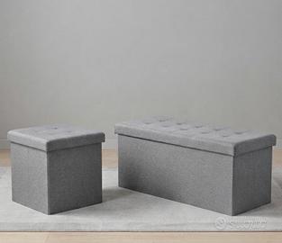 Pouf set 2 pezzi grigio Home Deco Factory
