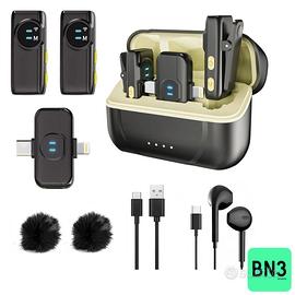 Microfono Lavalier Wireless USB-C, 2 in 1 for ipho
