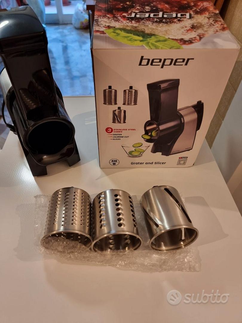 Grattugia E Affettaverdure Elettrica Beper BP.400 - 3 Coni In Acciaio, 430W, Multifunzione