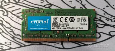 RAM CRUCIAL da 4 GB DDR3L a 1866