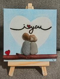 Quadretto con i sassi: "I love you"