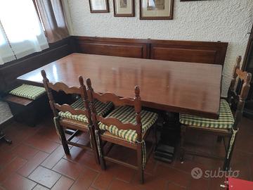 Tavolo legno massiccio con cassapanca angolare
