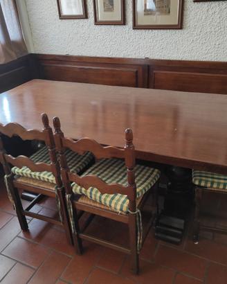 Tavolo legno massiccio con cassapanca angolare