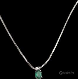 COLLANA ORO SMERALDO DIAMANTE