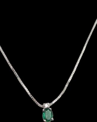 COLLANA ORO SMERALDO DIAMANTE