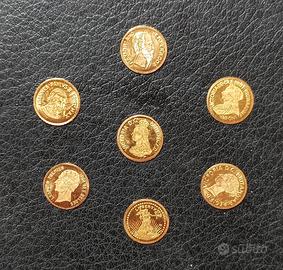 Lotto di 7 monetine placcate oro 9k (diverse)