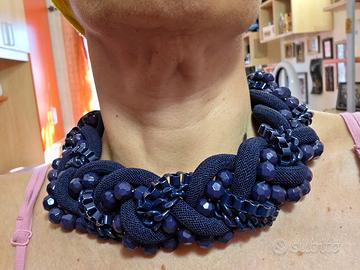 collana a più fili blu viola vintage 