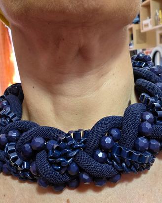 collana a più fili blu viola vintage 