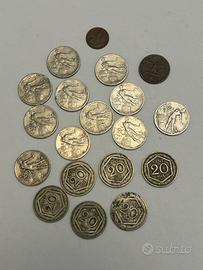 Collezione 19 monete da 1, 5, 20 centesimi di Lira