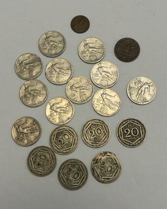 Collezione 19 monete da 1, 5, 20 centesimi di Lira