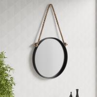 Specchio rotondo decorativo con gancio in corda