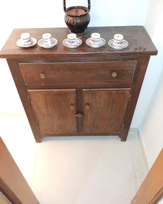 Mobiletto credenza legno scuro con cassetto/ante