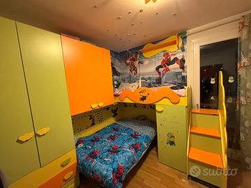 Cameretta completa per 2 con soppalco angolare