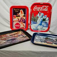 Coca Cola 4 vassoi da collezione anni 90 in metall