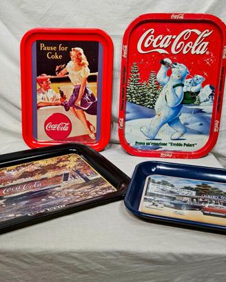 Coca Cola 4 vassoi da collezione anni 90 in metall