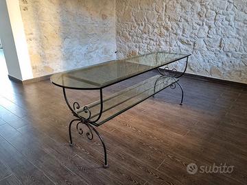 tavolo giardino telaio in ferro piani vetro