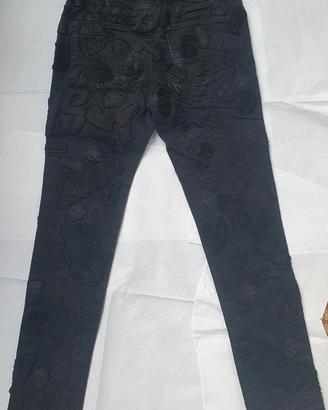 Punk patchwork black denim vintage Moschino tg 46 