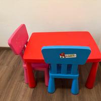 Tavolo con due sedie per bimbi
