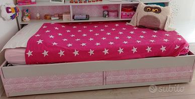Letto singolo con cassettoni