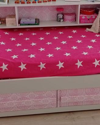 Letto singolo con cassettoni