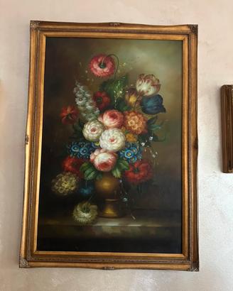 Dipinto a olio Natura Morta con Fiori - A. RIVA