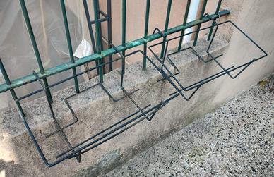 n°2 portavasi da ringhiera in metallo rettangolari