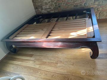 Letto in legno Wenge con cassettiera abbinata