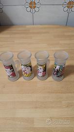 Set 4 bicchierini da vodka con fumetti 