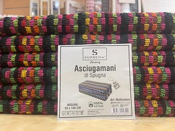 6 asciugamani viso spugna cotone multicolor