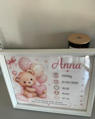 Quadretto cameretta nascita personalizzato