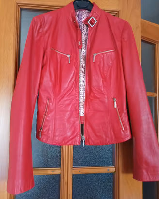 giacca in pelle taglia S rossa donna /bambina