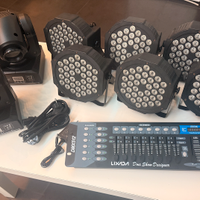 Luci festa Par, teste mobili beem, mixer DMX