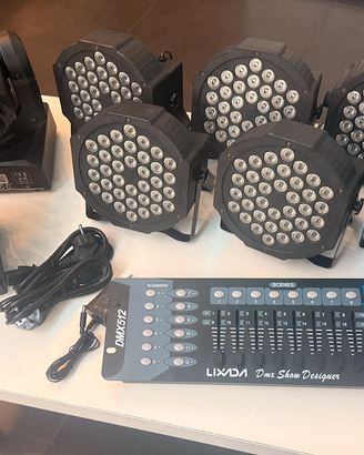 Luci festa Par, teste mobili beem, mixer DMX