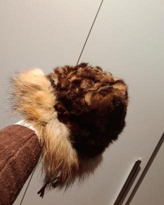 cappello e sciarpa in vera pelliccia di visone 