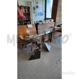 CONSOLLE VETRO BASE METALLO MODERNA