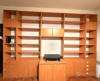 Parete attrezzata libreria ciliegio 376cm smontata