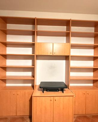 Parete attrezzata libreria ciliegio 376cm smontata