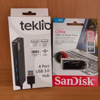 Multi-USB + Pendrive Chiavetta USB 16Gb