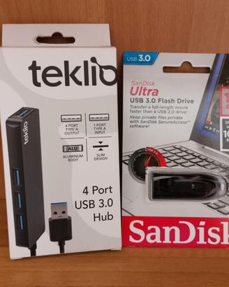 Multi-USB + Pendrive Chiavetta USB 16Gb