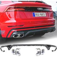 DIFFUSORE AUDI Q8 19-23 LOOK SQ8 NERO + TERMINALI 