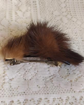 Fermaglio pelliccia visone per capelli  