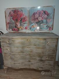  cassettiera alta stile shabby 