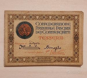 Tessera PNF 1928 confederazione fasci commercianti