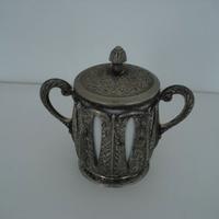 zuccheriera vintage in peltro e ceramica Arzberg