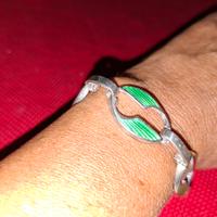 BRACCIALE argento 925 smalti verdi vintage Anni 70