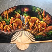 Ventaglio Decorativo Artigianale con Elefanti