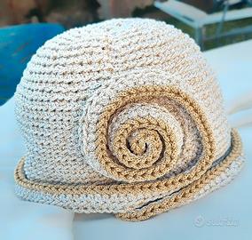 Cappello Donna Uncinetto Beige Boho Chic Handmade
